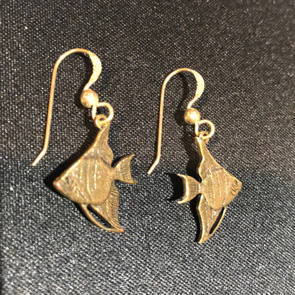 Vintage Stamped 14/20 GF Fish Earrings